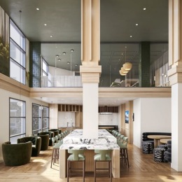 lounge with colorful decor