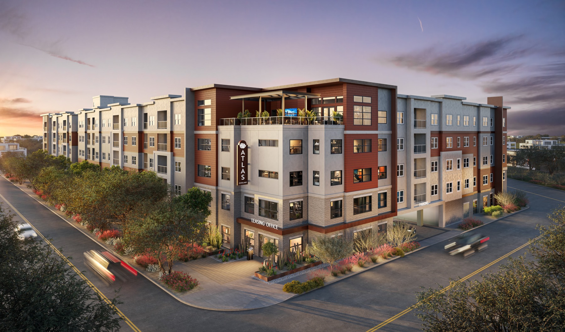 an aerial view of a building