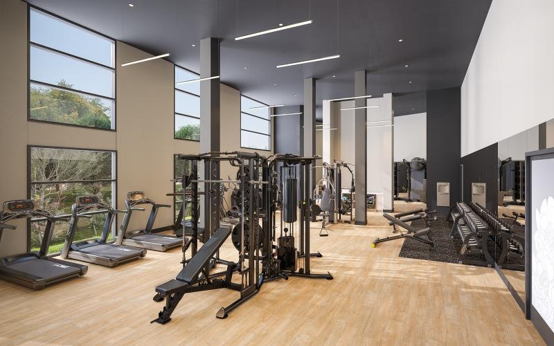 a gym with exercise equipment
